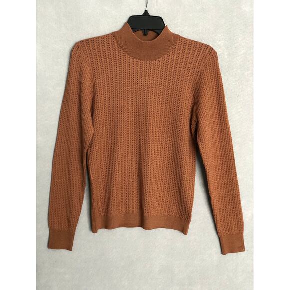 Elie. Elie Tahari Mock Neck Sweater Long Sleeve Women's Small Brown NEW - Picture 1 of 10